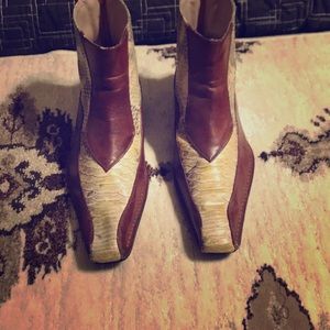 Vintage Italian Leather Boots Imitation Snake Skin